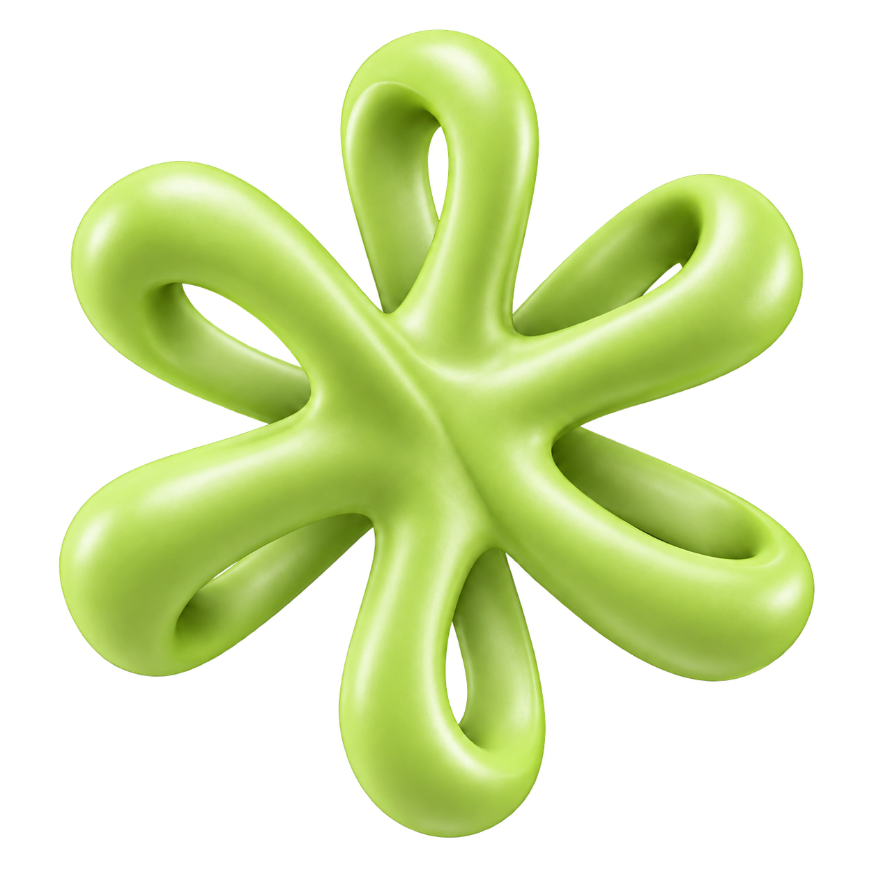 A lime-green satin sculptural asterisk